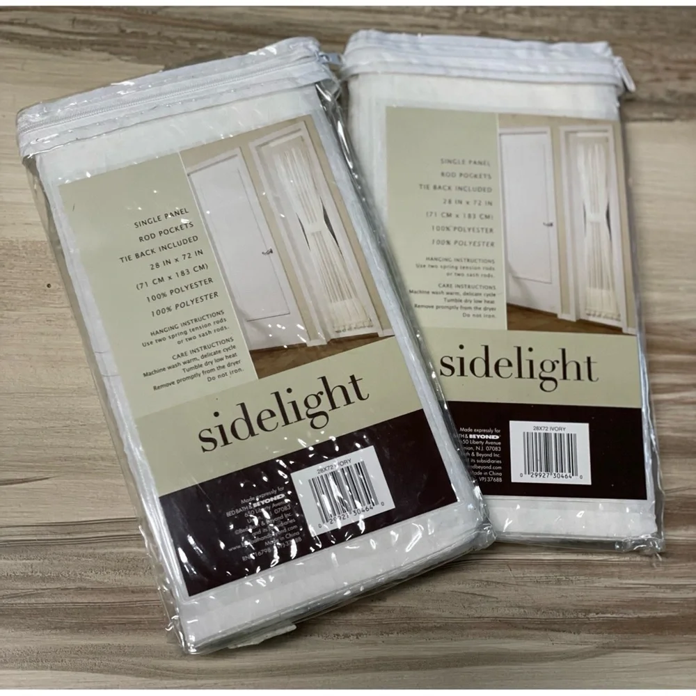 NWT Sidelight Set of 2 Single Panel Rod Pocket Curtain 28